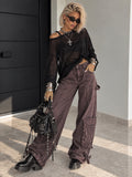 Pantalone Cargo Wine Wide Leg con Tasche - R.a. Boutique