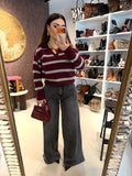 Maglione a righe bordeaux grigio - R.a. Boutique