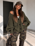Cardigan in maglia con polsino Verde Militare - R.a. Boutique