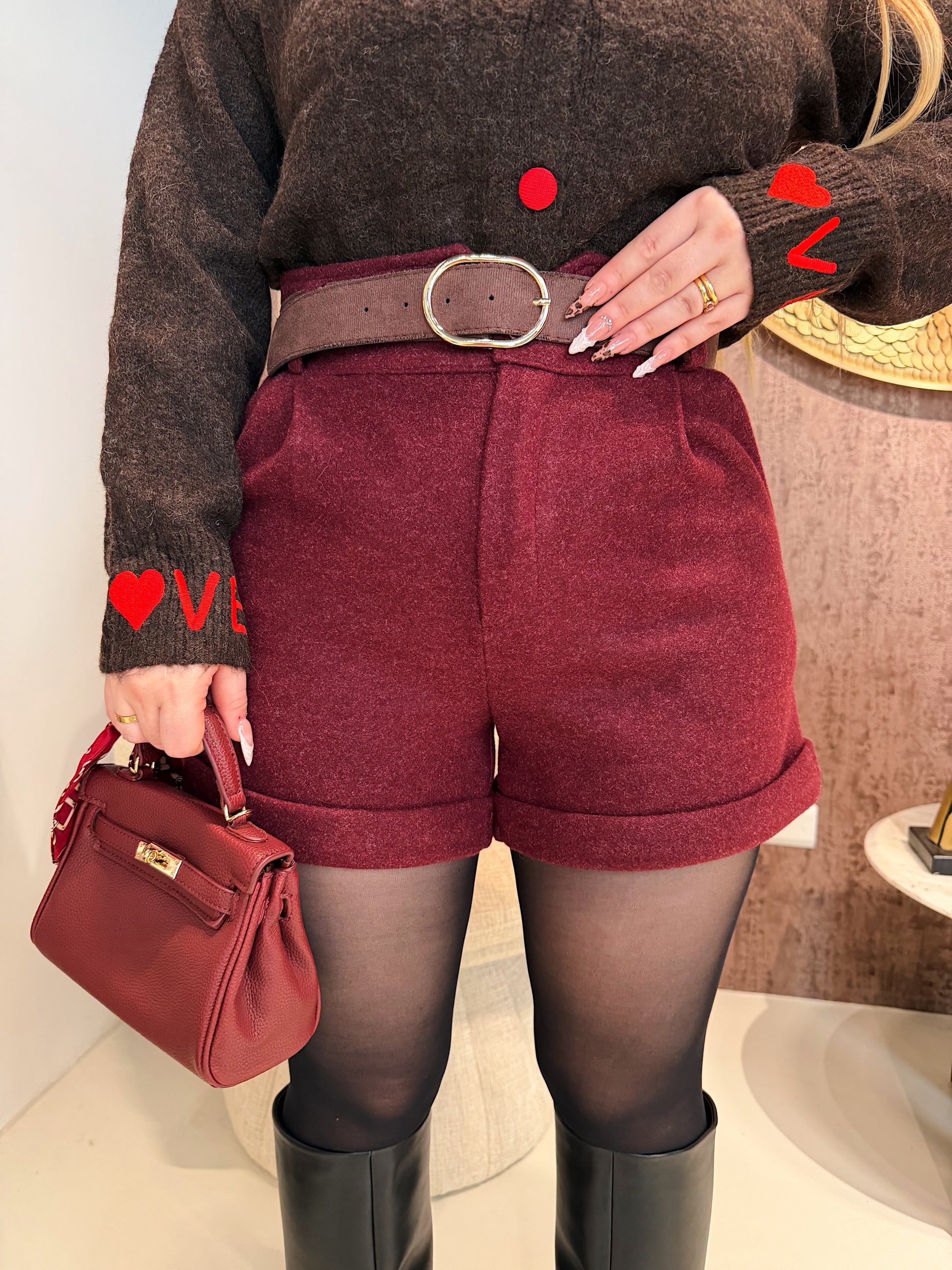 Short in panno con cintura - R.a. Boutique