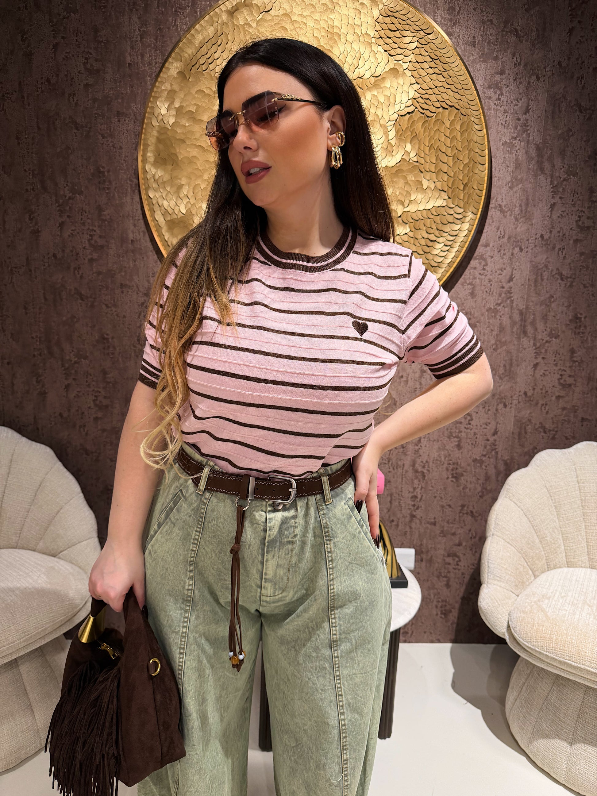 Maglia Knit Stripes Heart - R.a. Boutique