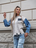 Maglione over con dettaglio in jeans - R.a. Boutique 