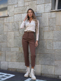 Pantalone vita alta choco - R.a. Boutique 