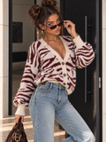 Cardigan Zebrato Panna e bordeaux - R.a. Boutique