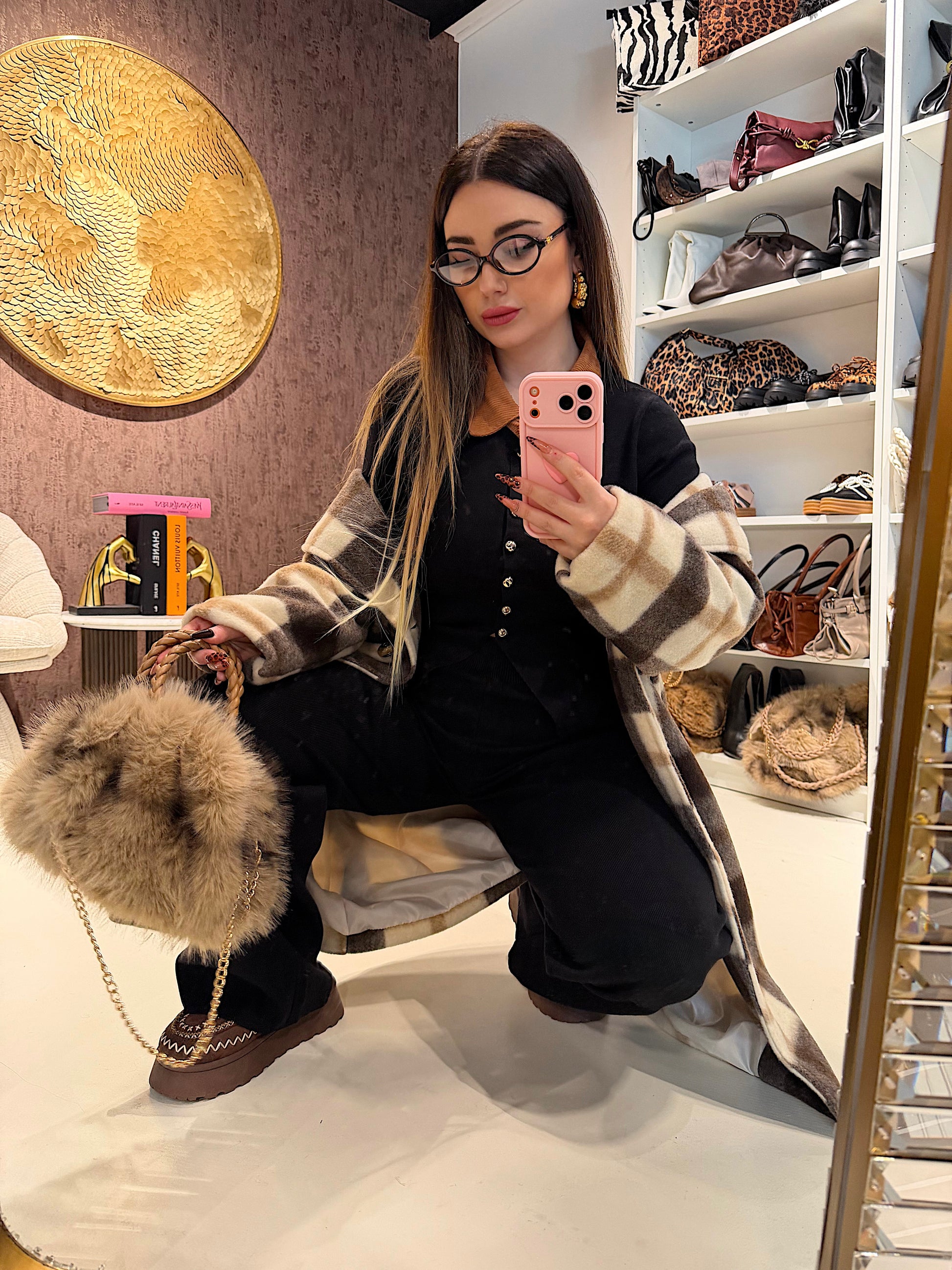 Completo maglia e pantalone con colletto a contrasto - R.a. Boutique