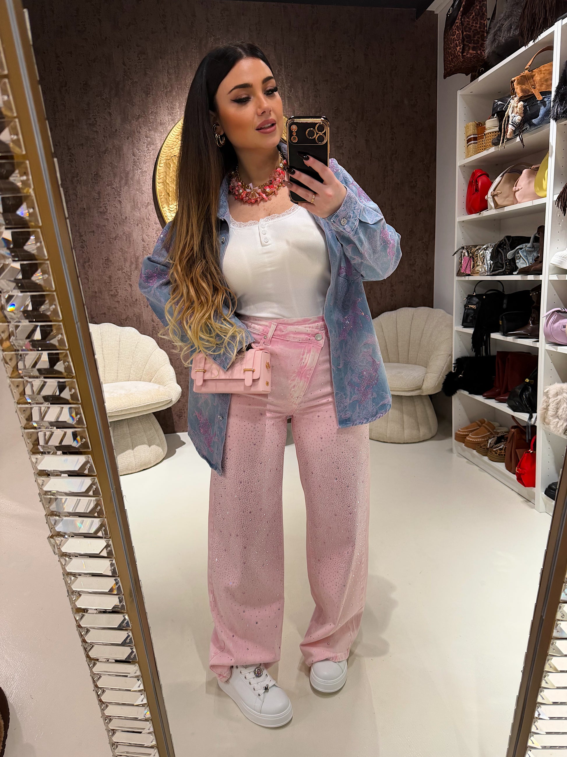 Camicia Denim Rose Lace - R.a. Boutique