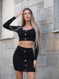 Completo top e gonna con cuori Nero - R.a. Boutique 