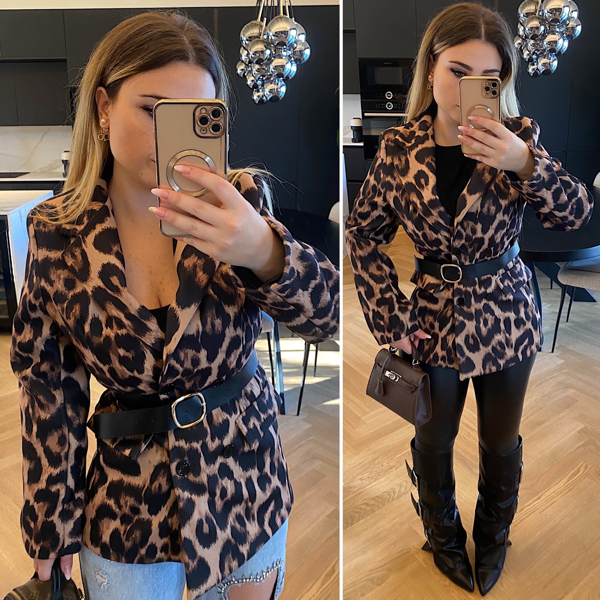 Cappotto animalier con cintura - R.a. Boutique 