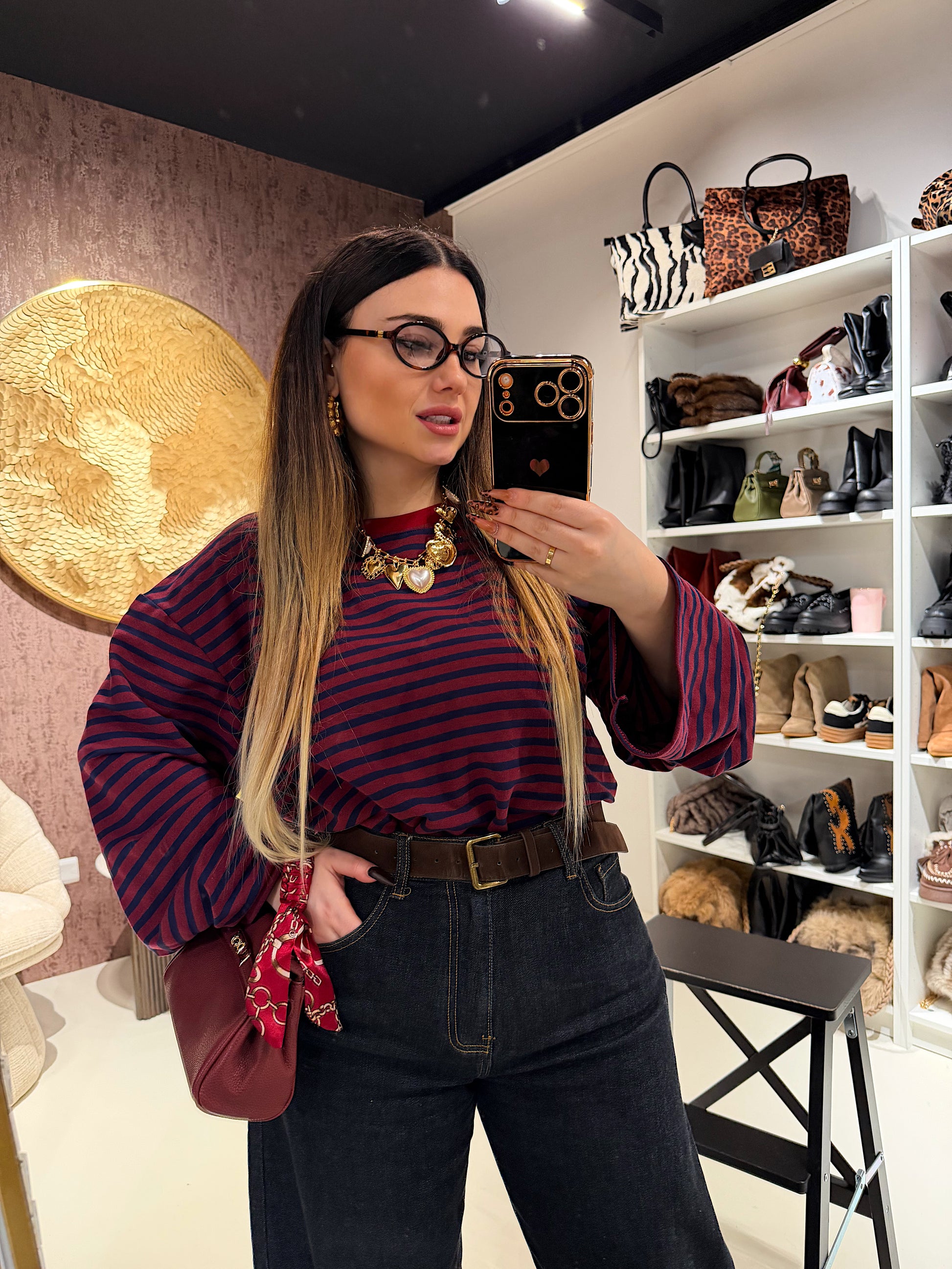 Maglia a righe manica ampia - R.a. Boutique