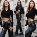 Maglioncino crop nero con zip - R.a. Boutique 