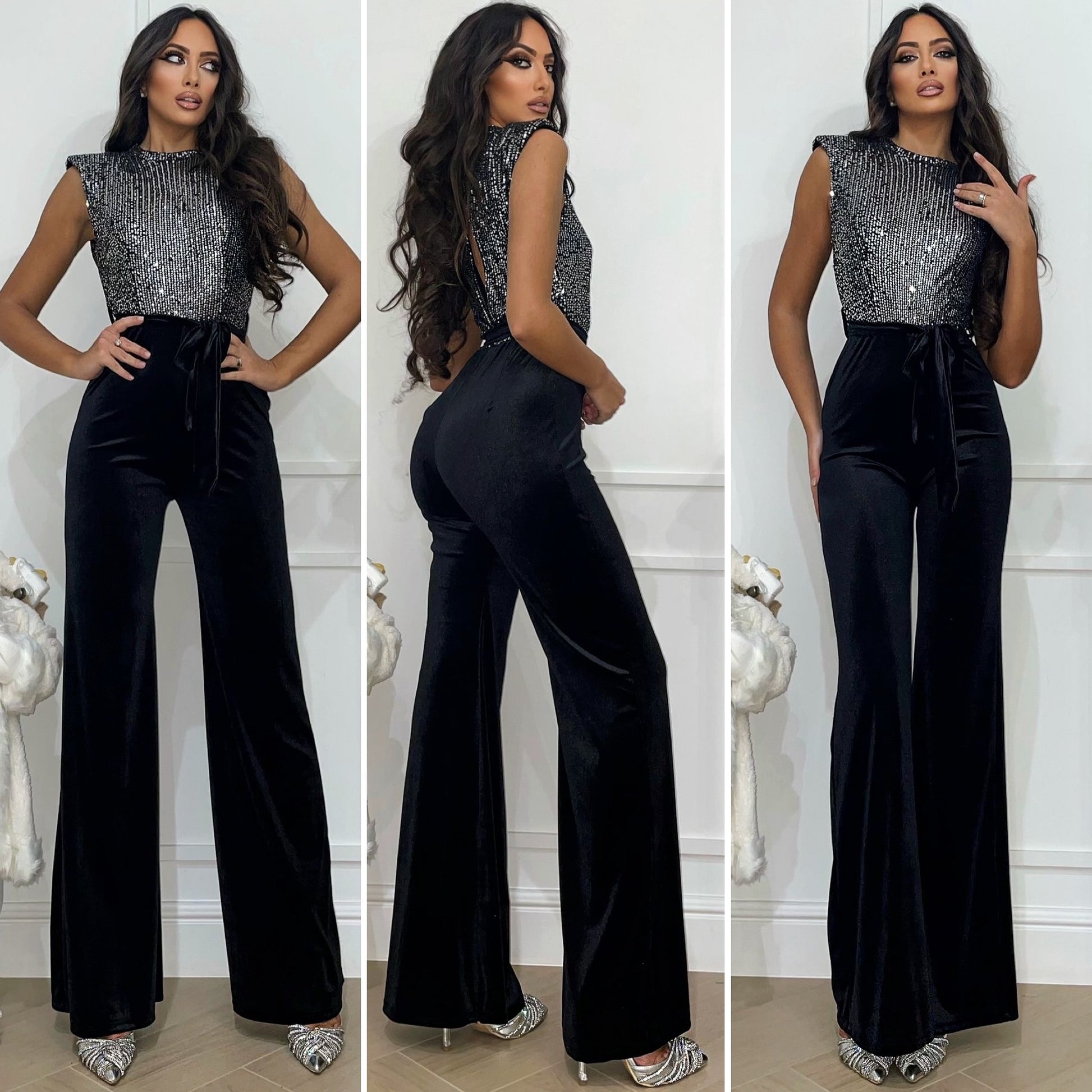 Tuta in ciniglia top in paillettes - R.a. Boutique 