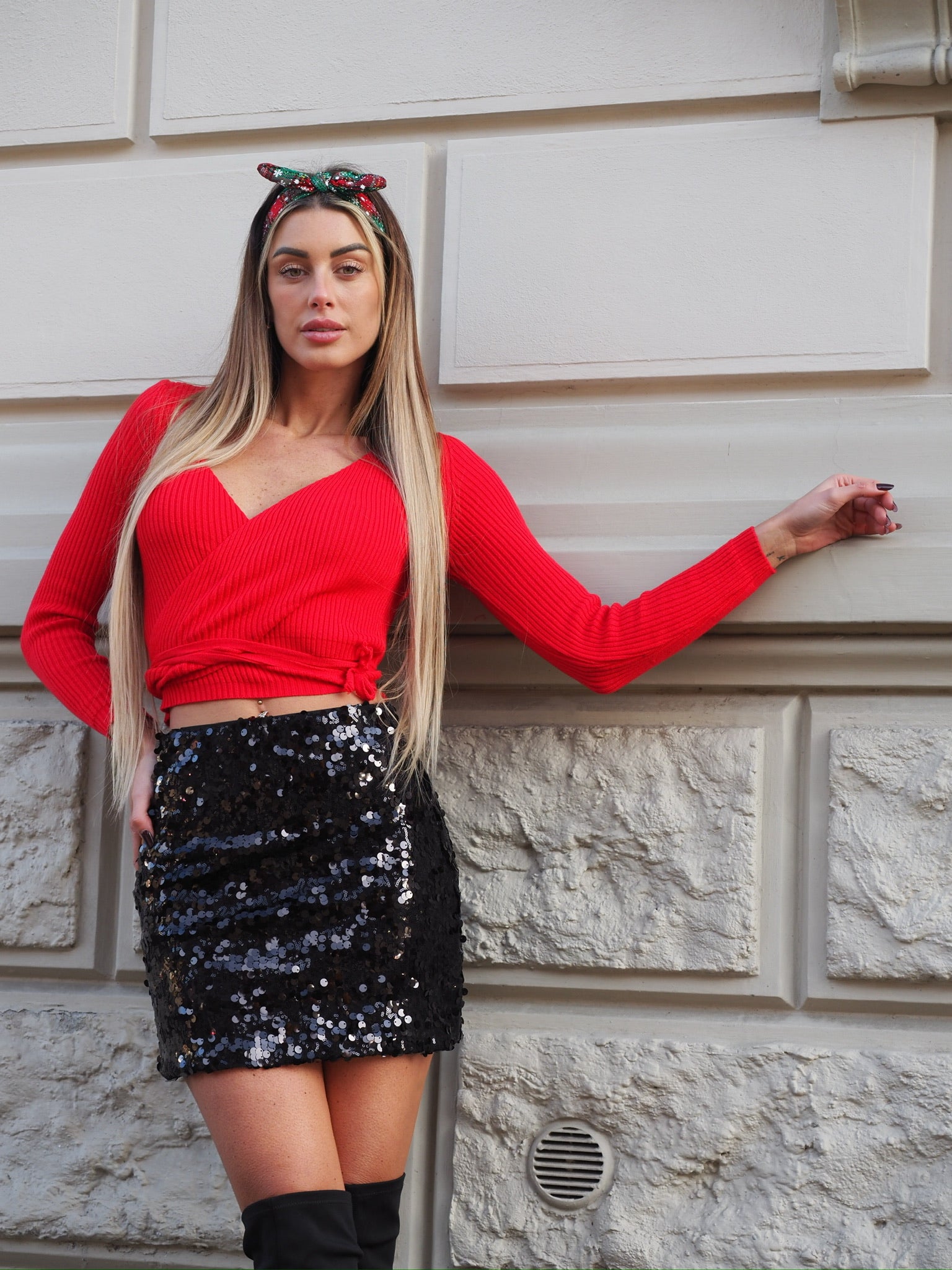 Gonna con paillettes nera - R.a. Boutique 