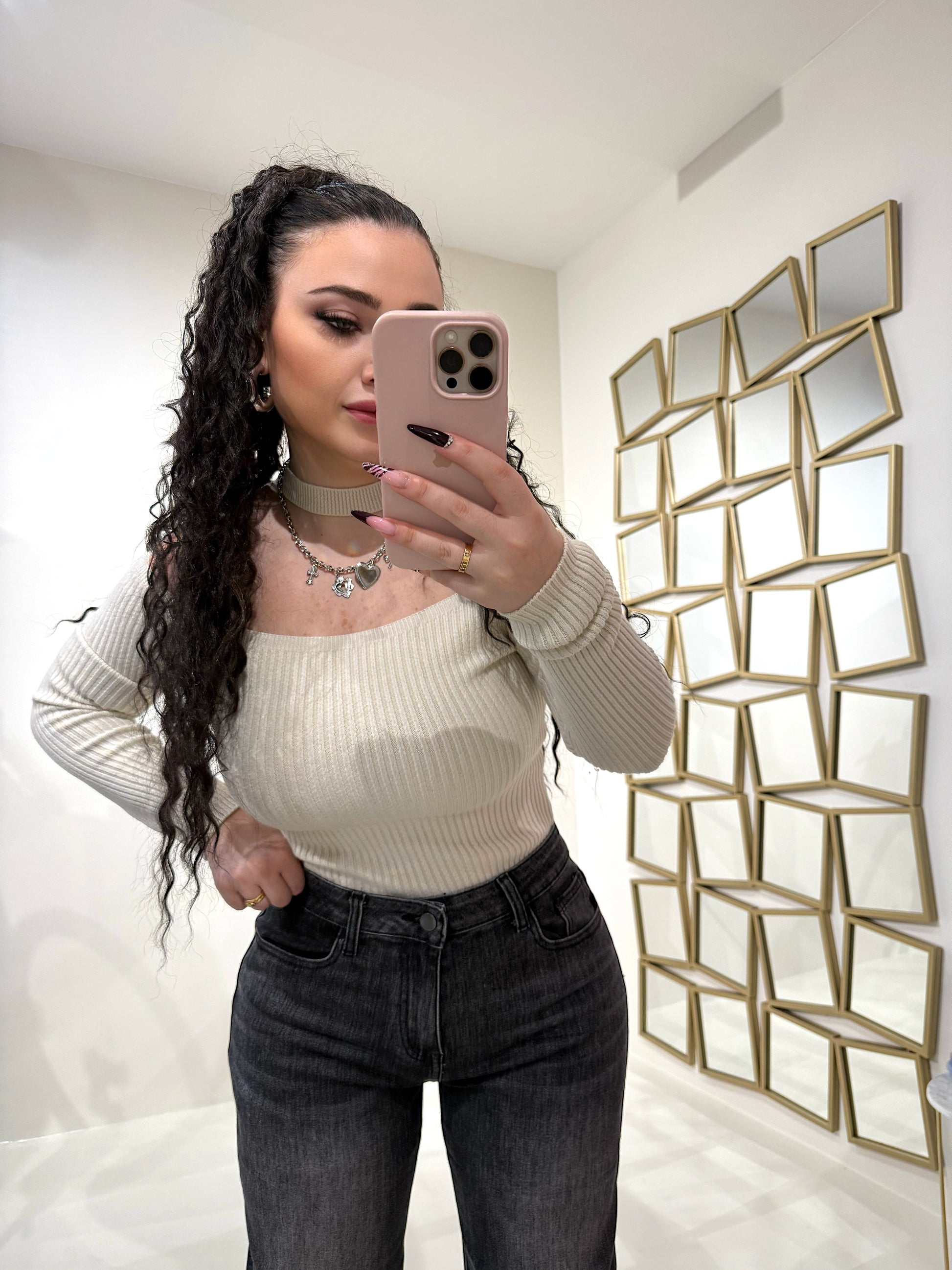 Maglia a costine con choker - R.a. Boutique