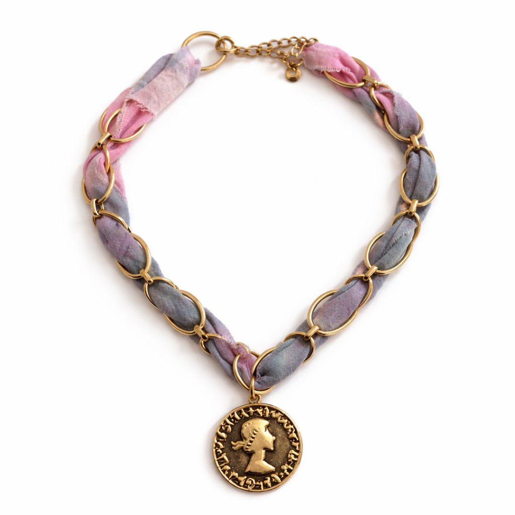 Collana Foulard Pastello con medaglia - R.a. Boutique