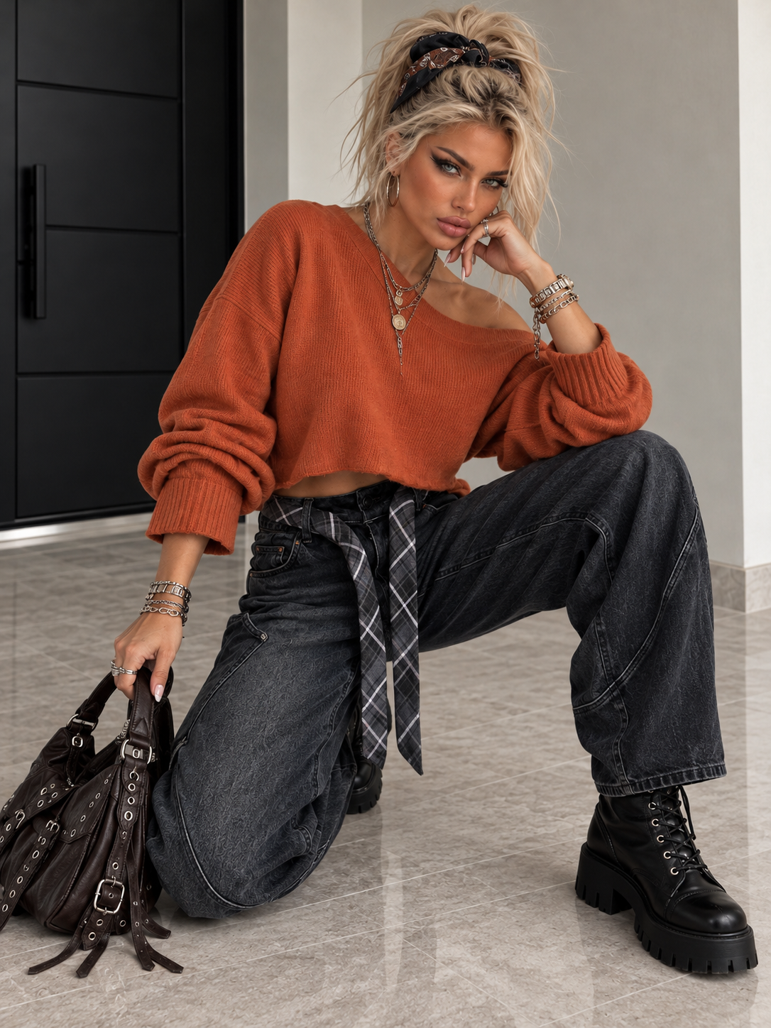 Jeans Cargo con Cintura Cravatta - R.a. Boutique