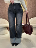 Jeans con risvolto e strass - R.a. Boutique