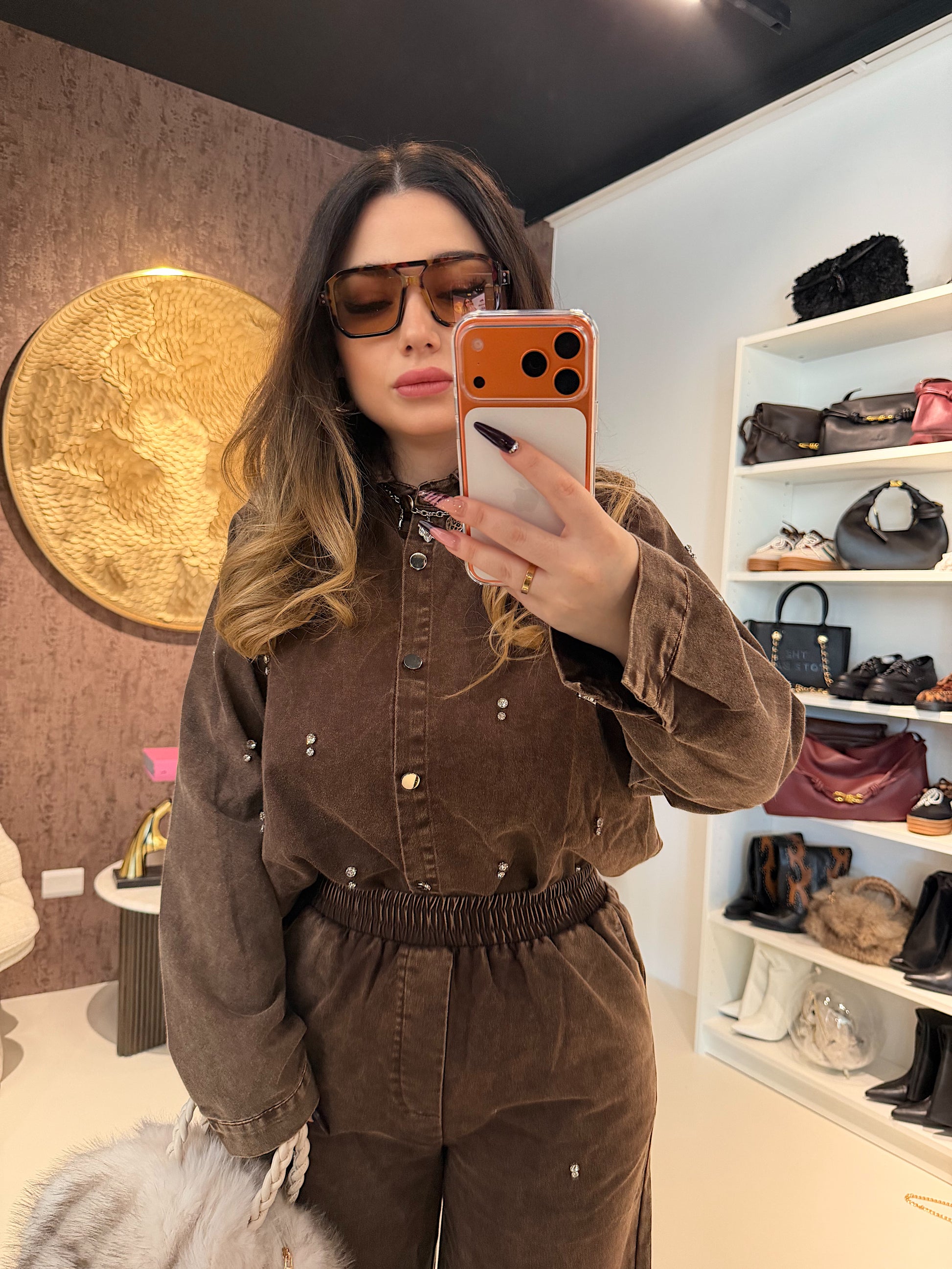 Completo denim dark con strass - R.a. Boutique