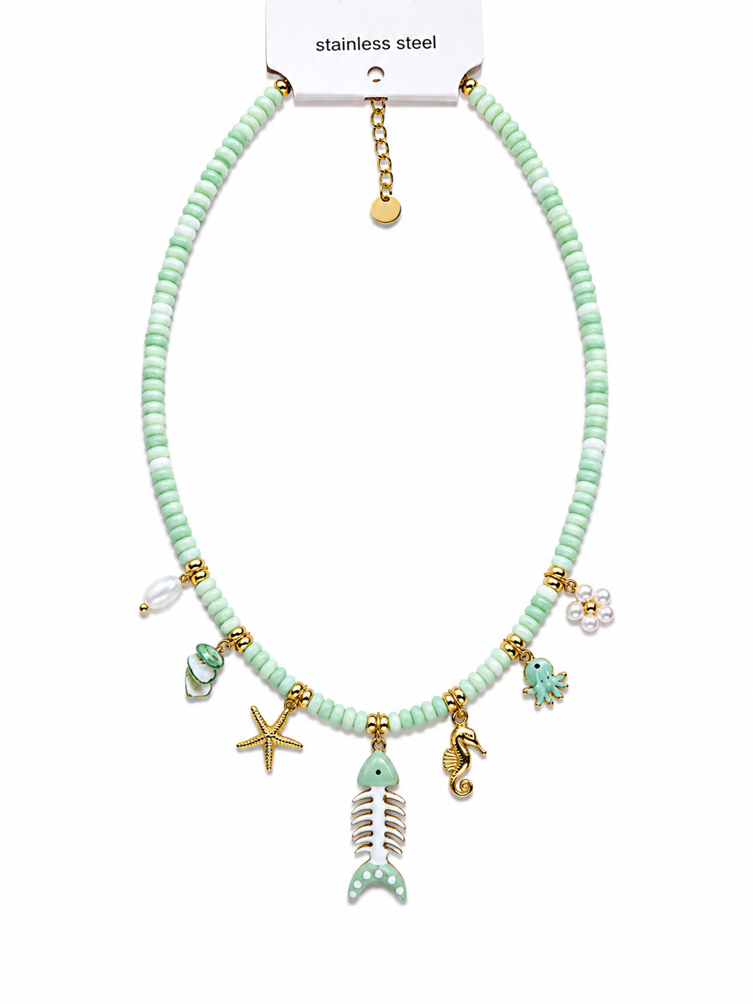 Collana Pesciolino Menta con charms marini - R.a. Boutique