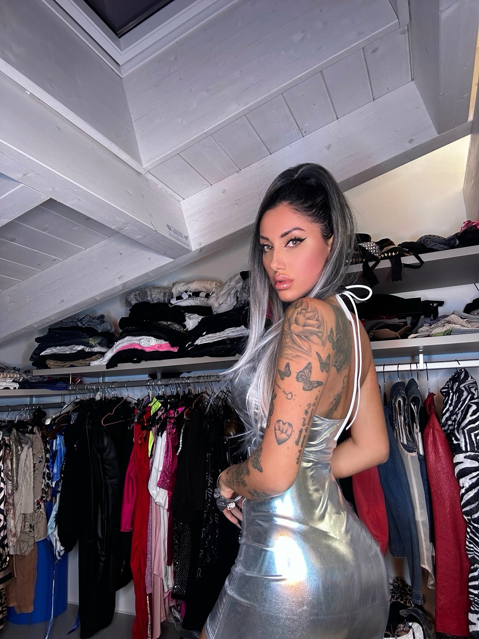 Abito silver con incroci - R.a. Boutique 