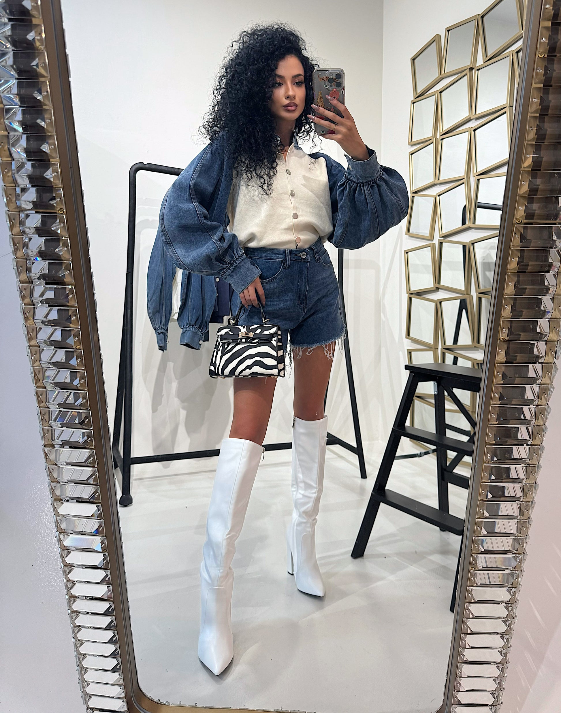 Maglioncino con dettaglio in denim - R.a. Boutique