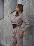 Completo giacca e pantalone cargo Camel - R.a. Boutique 