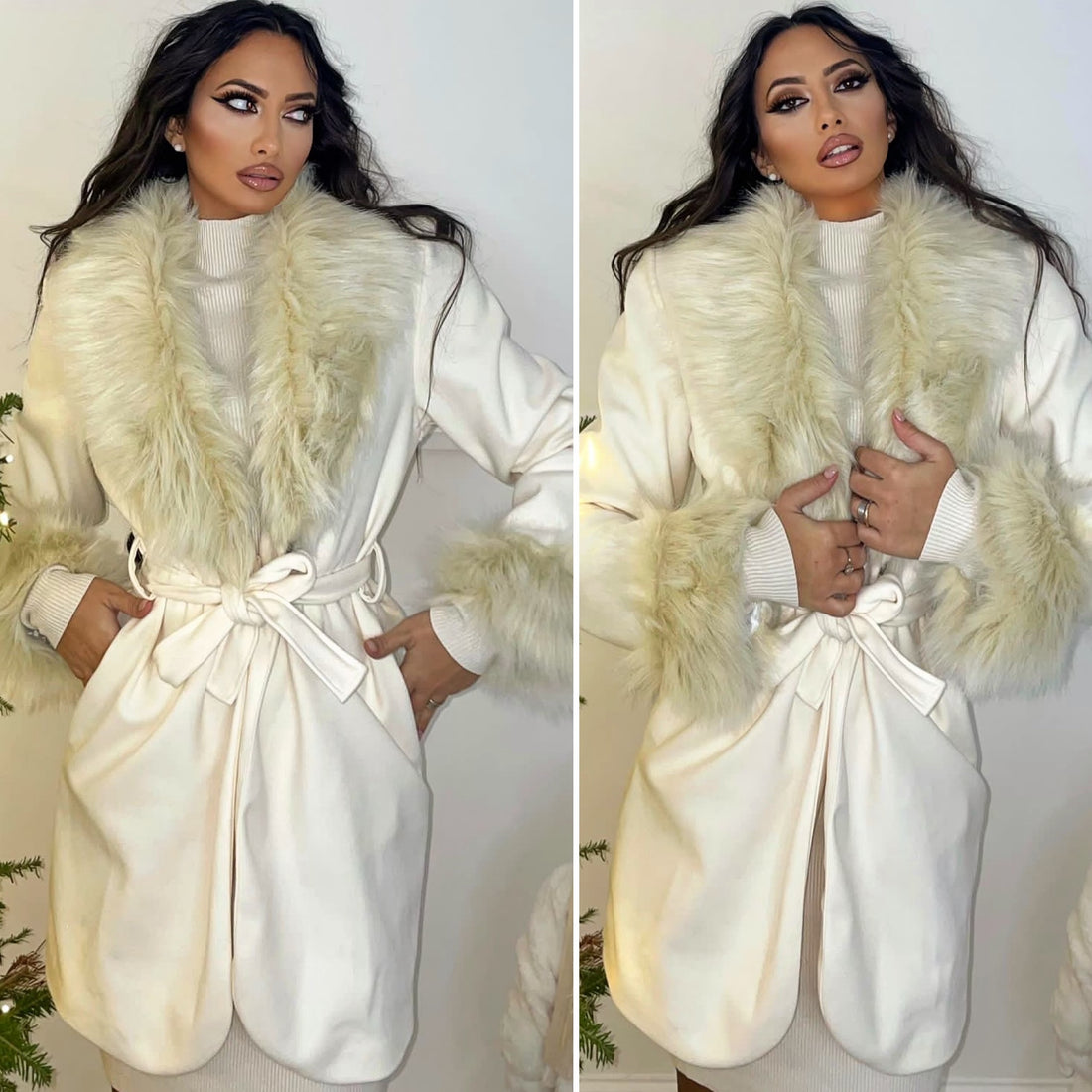 Cappotto panna con pelo - R.a. Boutique 