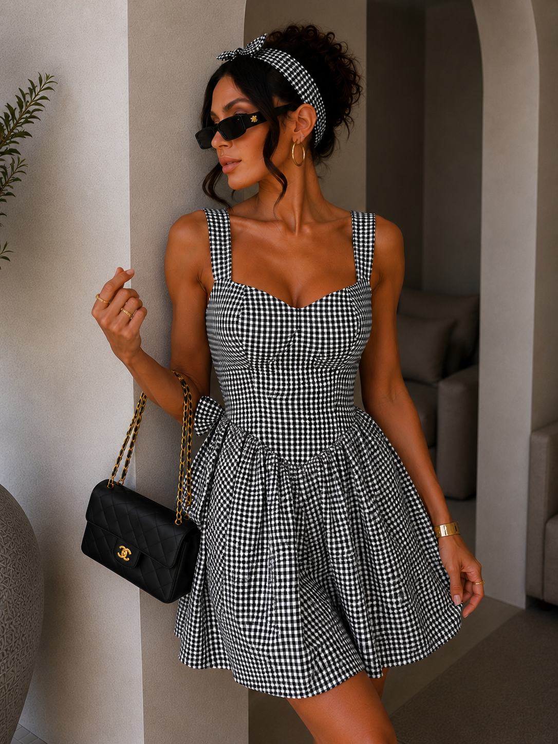Abito pin up vichy con fiocco - R.a. Boutique