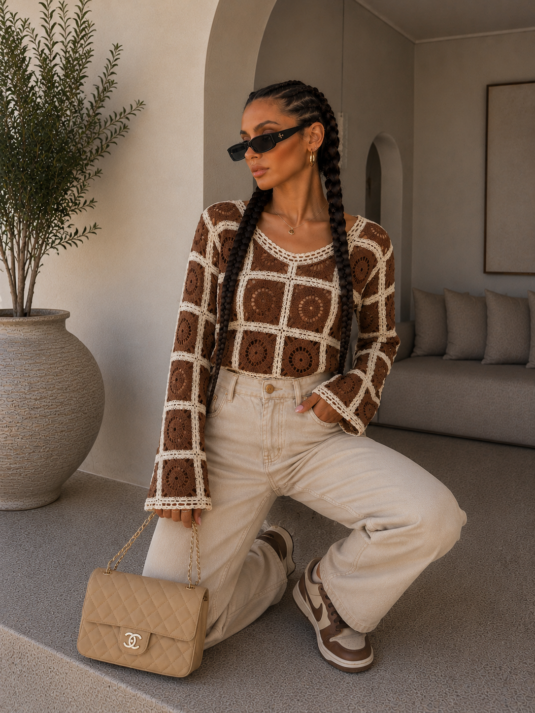 Maglia Crochet Geometrica Color Block - R.a. Boutique