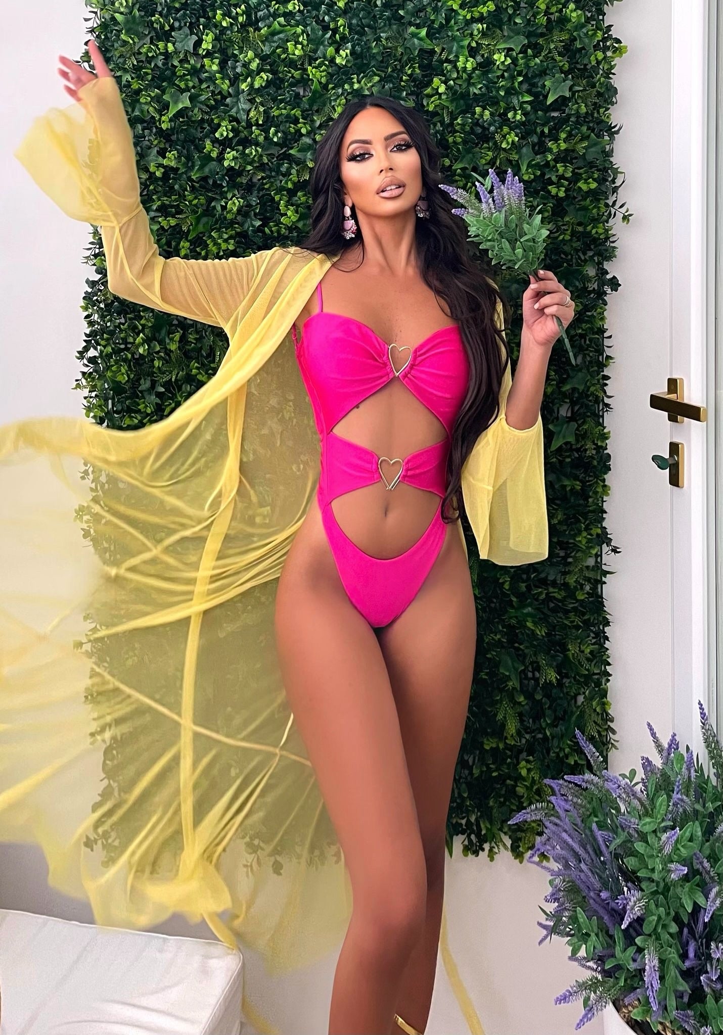 Costume intero con cuore fuxia - R.a. Boutique