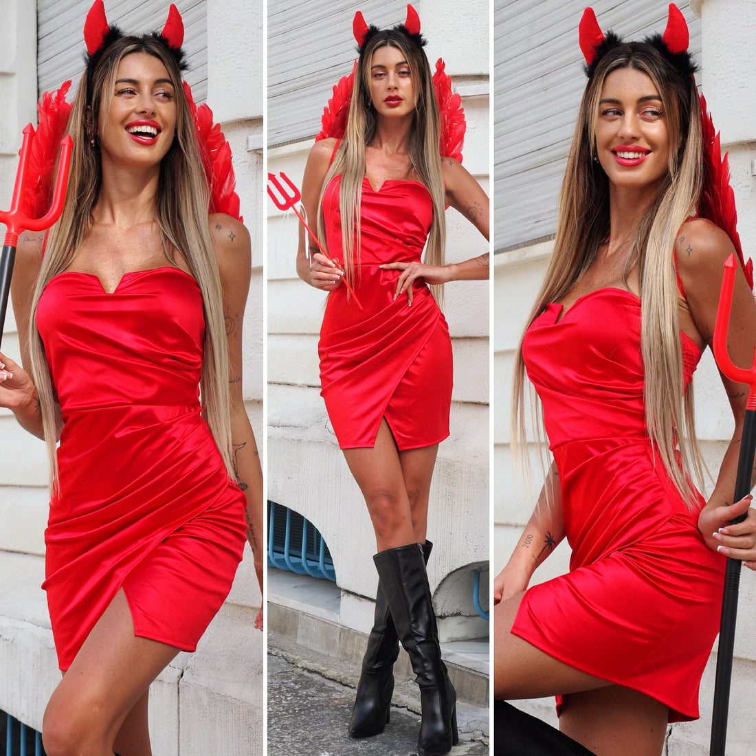 Abito in raso rosso ( Diavolo Halloween) - R.a. Boutique 