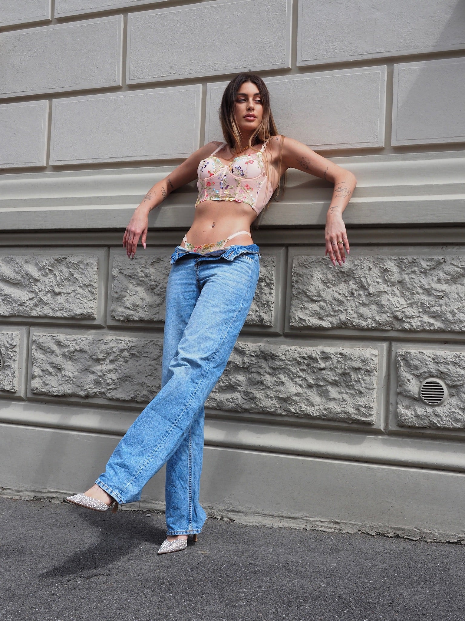 Set Bralette e slip rosa a fiori - R.a. Boutique 