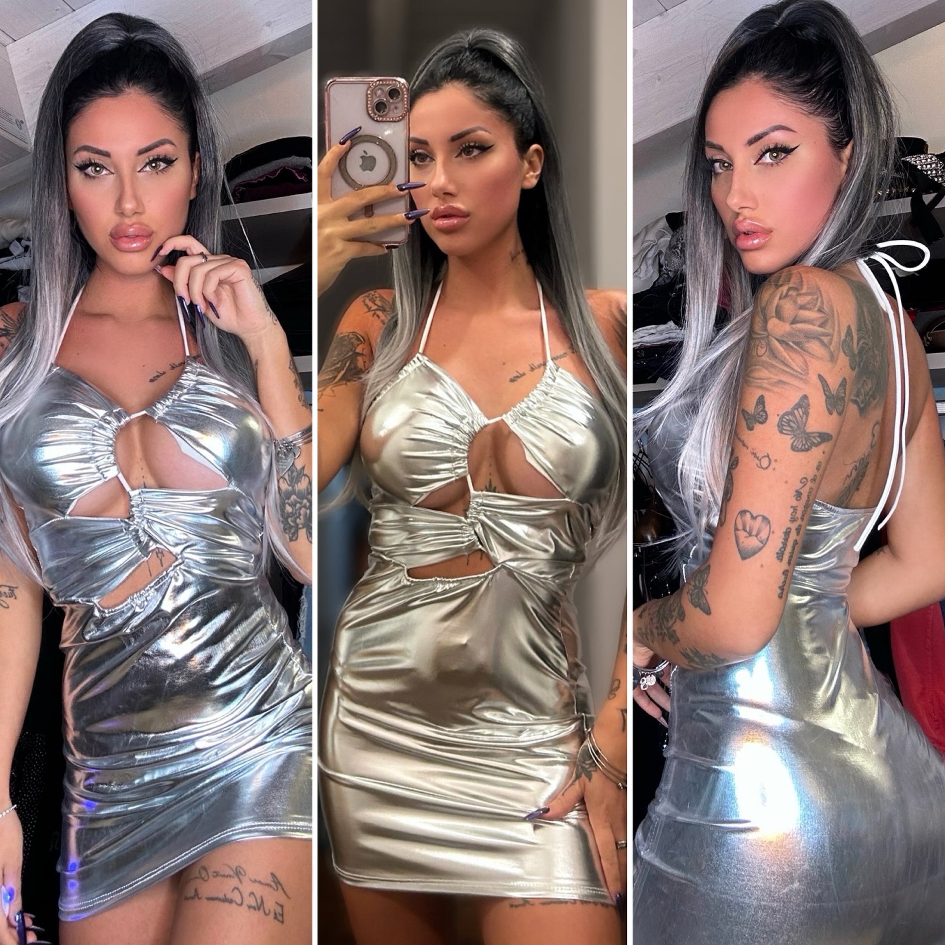 Abito silver con incroci - R.a. Boutique 