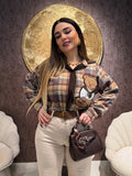 Camicia a quadri con orsetto in rilievo - R.a. Boutique