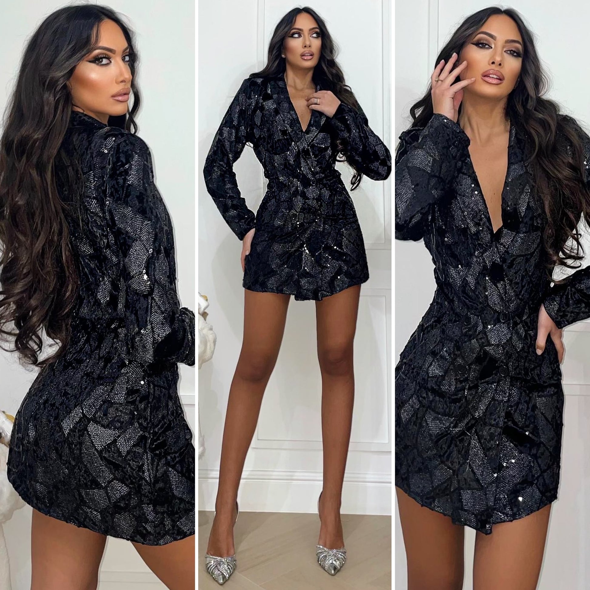 Blazer ad abito con paillettes - R.a. Boutique 