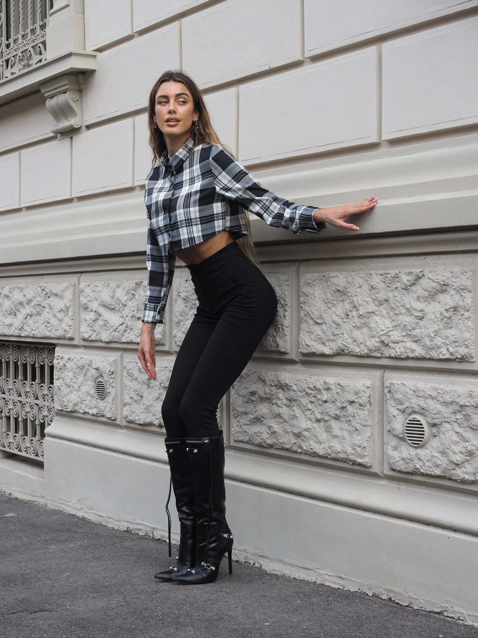 Pantalone vita alta nero - R.a. Boutique 