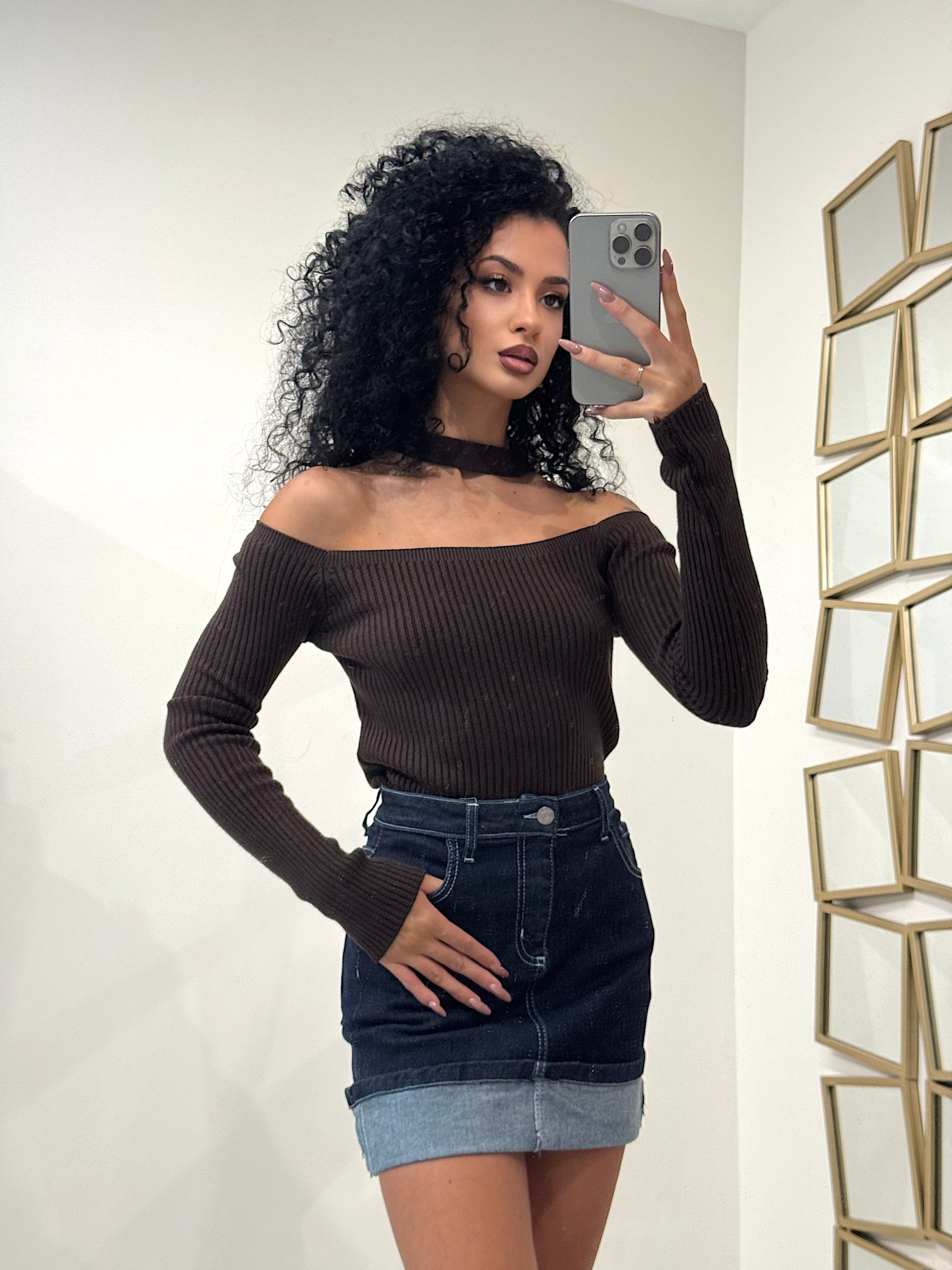 Maglia a costine con choker - R.a. Boutique