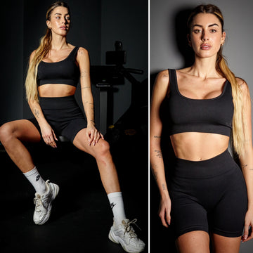 Completo fitness top e short sportivo nero - R.a. Boutique 