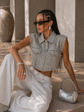 Gilet Denim Strass Glow - R.a. Boutique