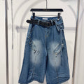 Bermuda Denim Cargo “Street Icon” con Cintura Borchiata - R.a. Boutique