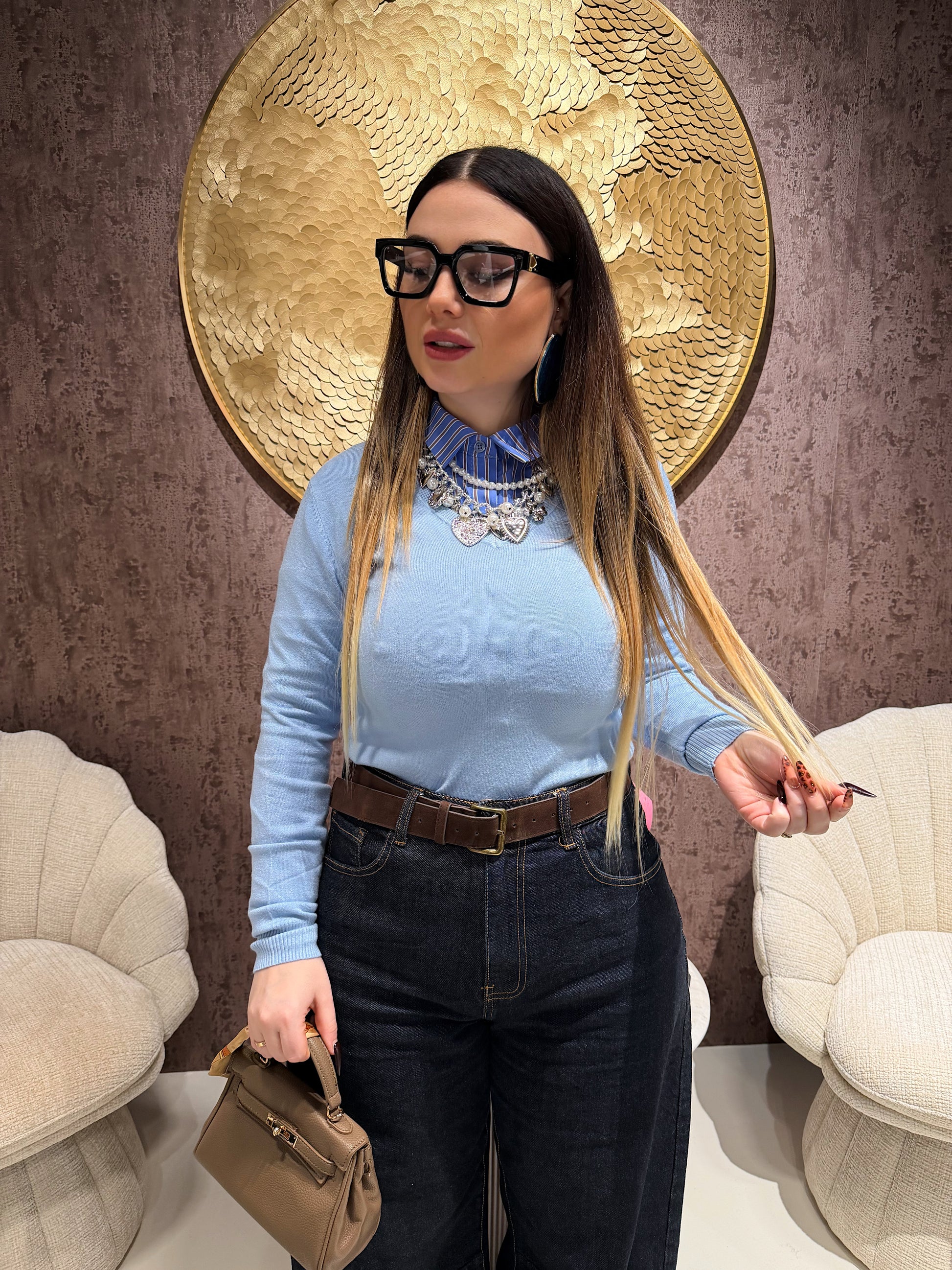 Maglioncino essential scollo a V - R.a. Boutique