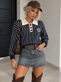 Maglia Polo Teddy a Righe Blu - R.a. Boutique