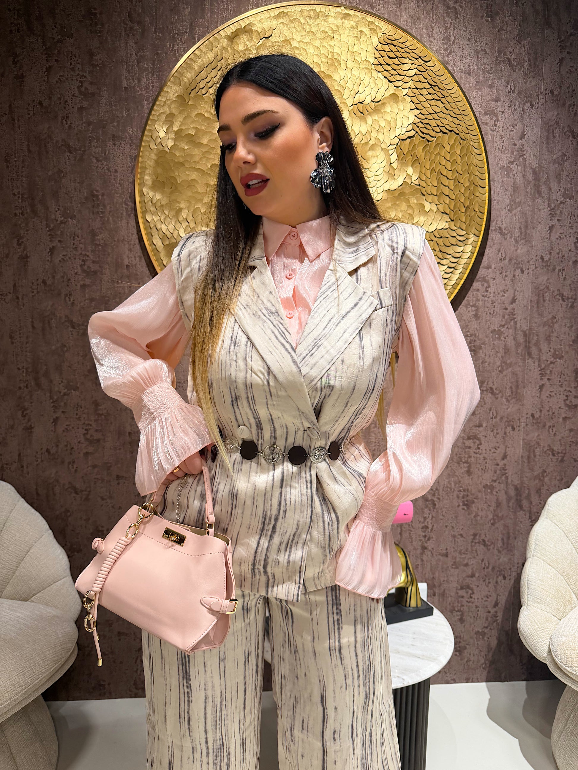 Completo venature luxury con cintura - R.a. Boutique