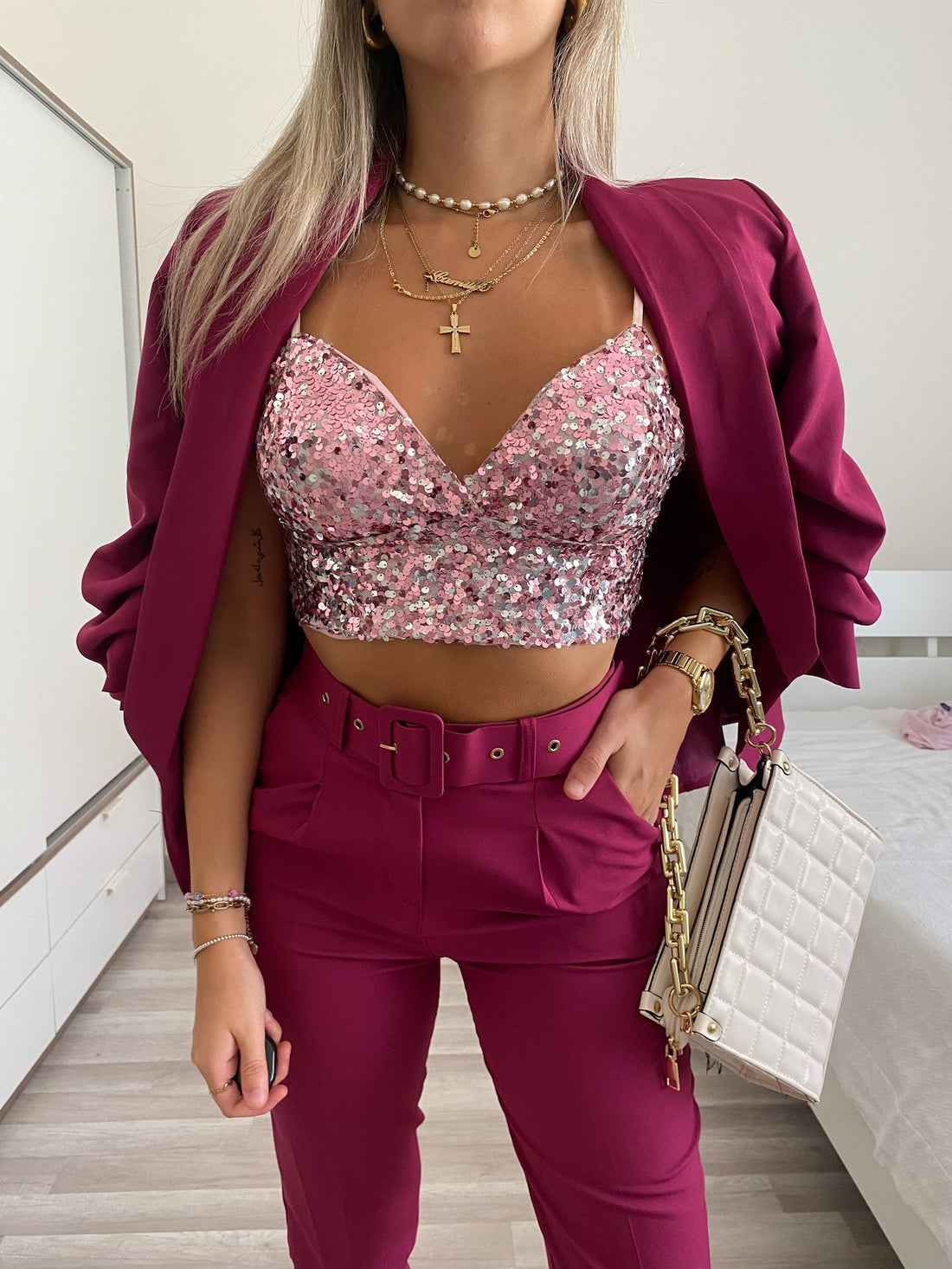 Top con paillettes rosa - R.a. Boutique 