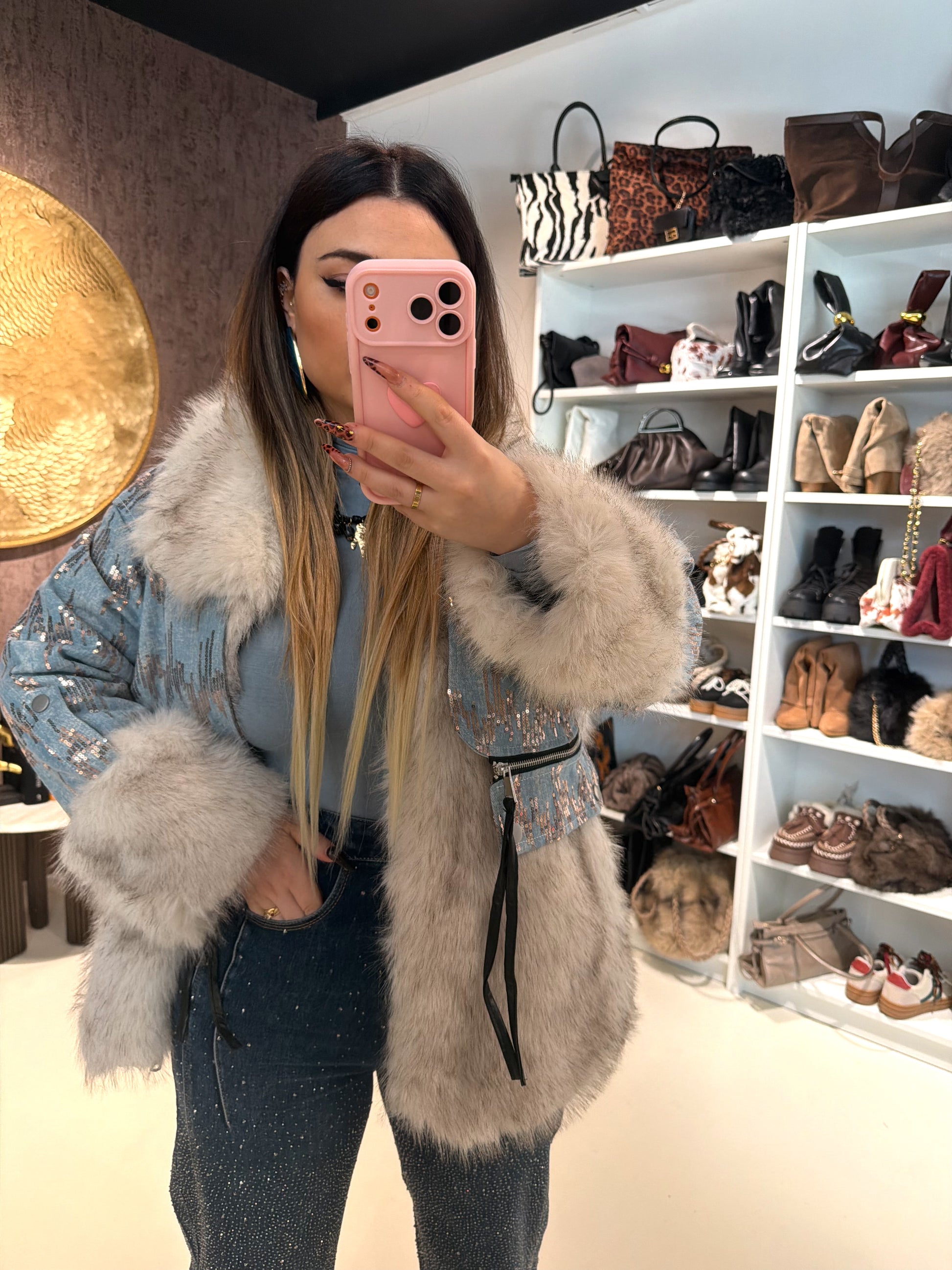 Pelliccia Denim sparkle - R.a. Boutique