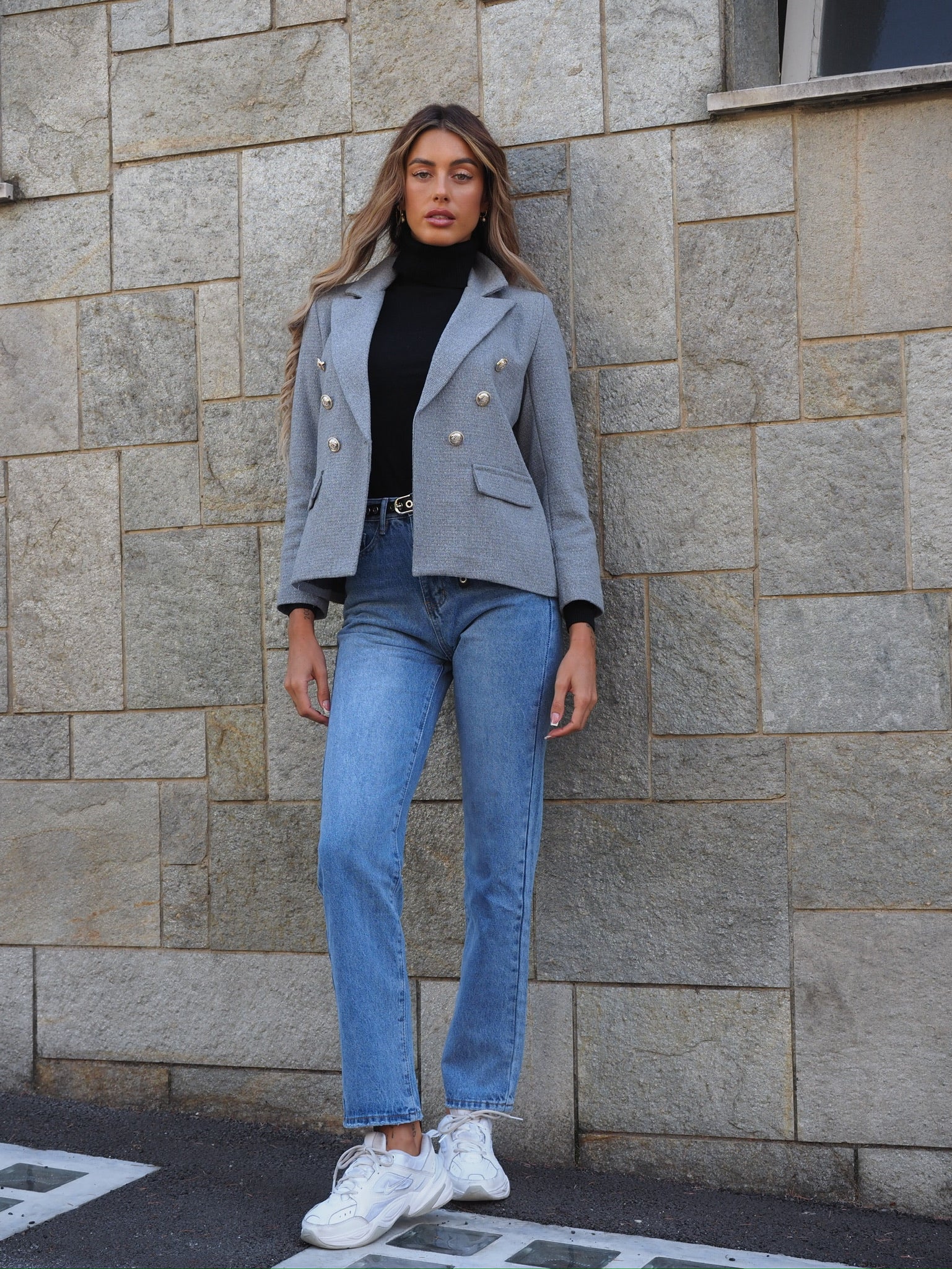 Giacca grigia con bottoni oro - R.a. Boutique 