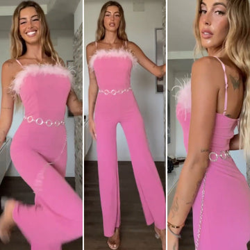 Tuta con piume rosa - R.a. Boutique 