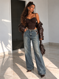 Jeans a Gamba Ampia con Stelle e Strass - R.a. Boutique