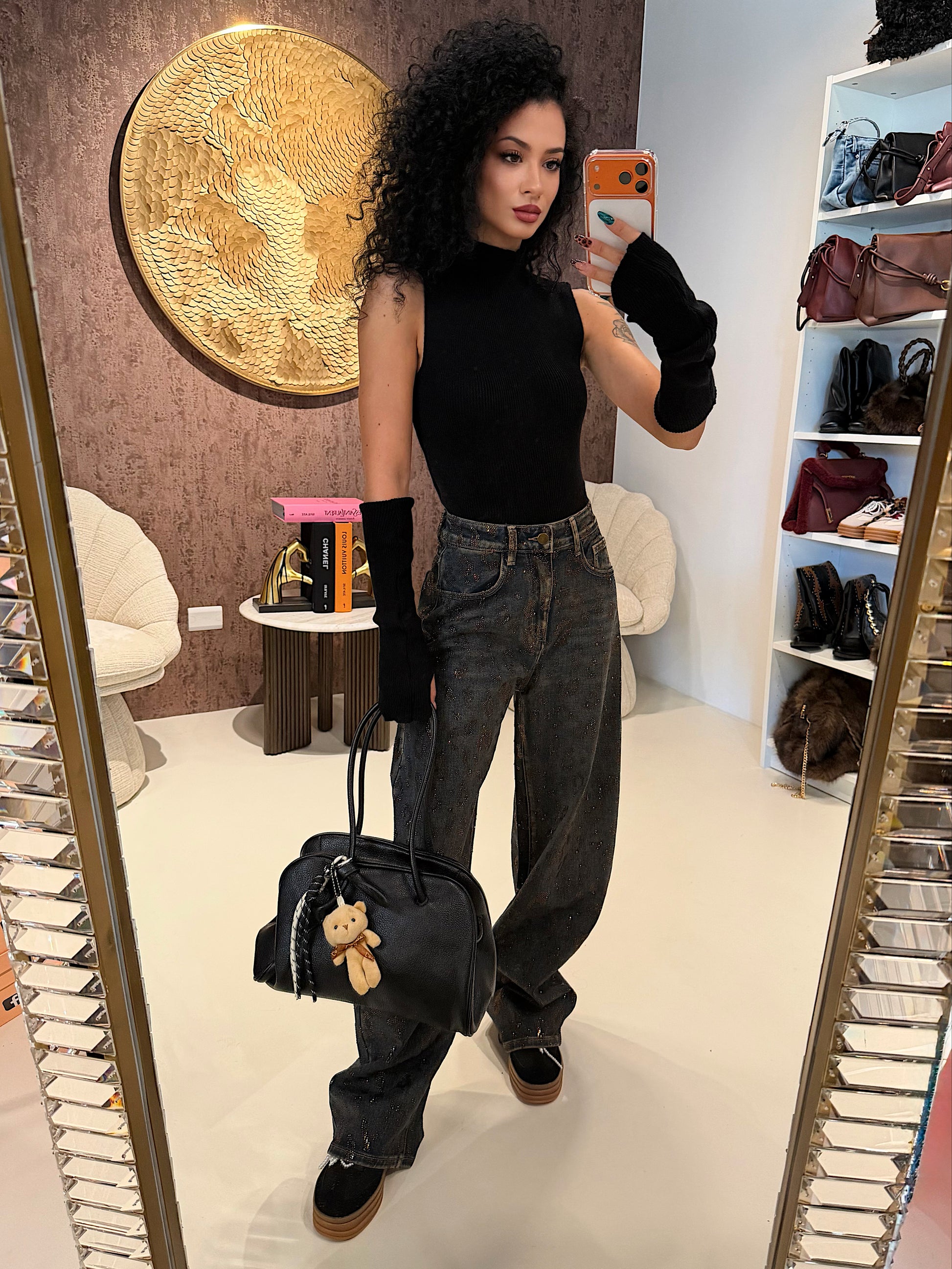 Top a Collo Alto con Manicotti Coordinati - R.a. Boutique