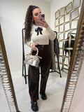 Pantalone con strass choco - R.a. Boutique