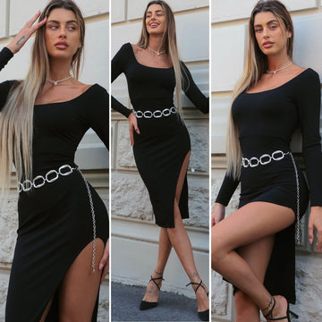 Abito a costine manica lunga - R.a. Boutique 